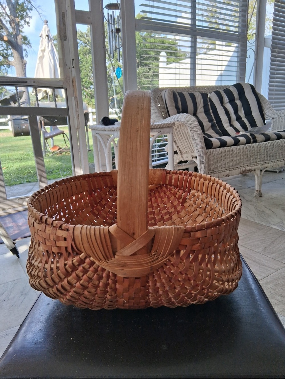 Handwoven Brown Woven Storage Basket with Handle